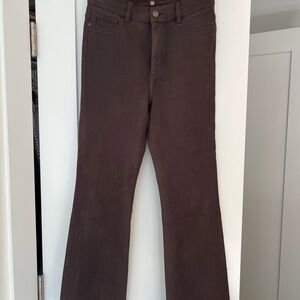 DL1961 Coated Cropped Bridget Boot Jean in Chocolate Brown